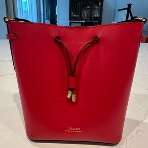 Lauren Ralph Lauren red bucket bag.  Perfect condition